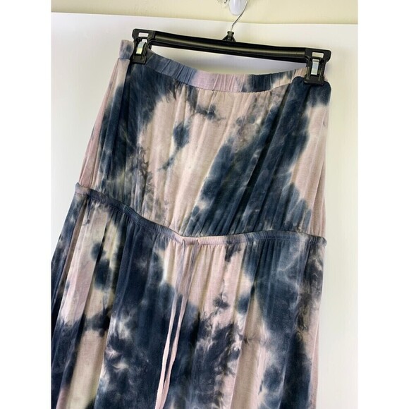 VENUS Strapless Maxi Dress Pink Blue Tie Dye Drawstring Waist Jersey Women Large - Picture 3 of 12